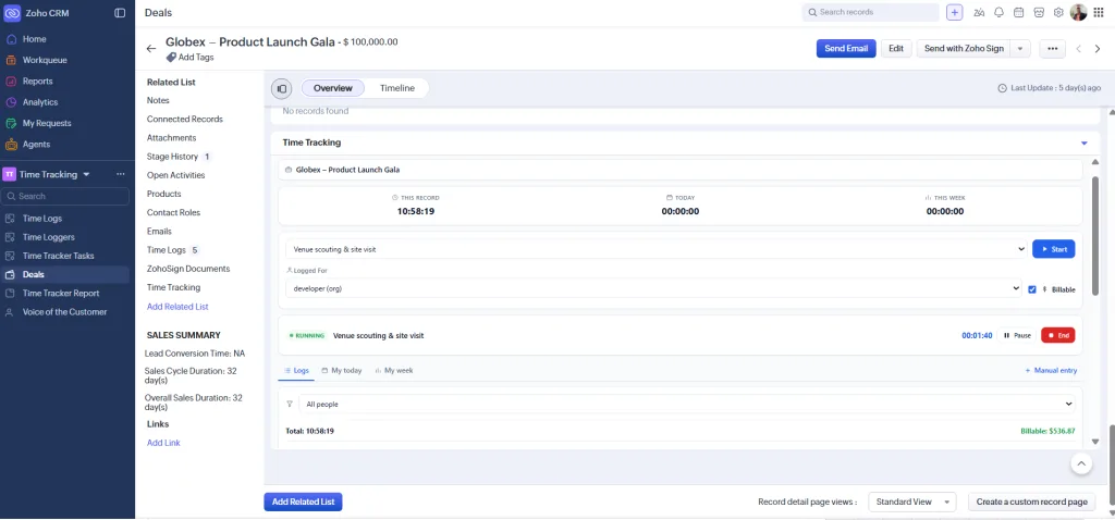 Time Tracker Interface