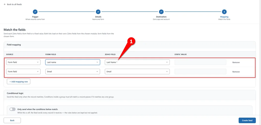 WordPress to Zoho CRM Integration 5 Mapping WordPress form fields to Zoho CRM fields – FormBridge for Zoho