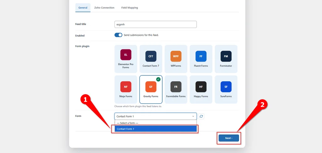 Gravity Forms Zoho Books Integration: Connect and Create Customer Automatically. 5 Select form- Gravity Forms Zoho Books Integration
