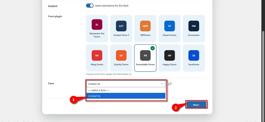 Formidable Forms Zoho Marketing Automation Integration: Connect and Create Leads Automatically. 5 Select form- Formidable Forms Zoho Marketing Automation Integration