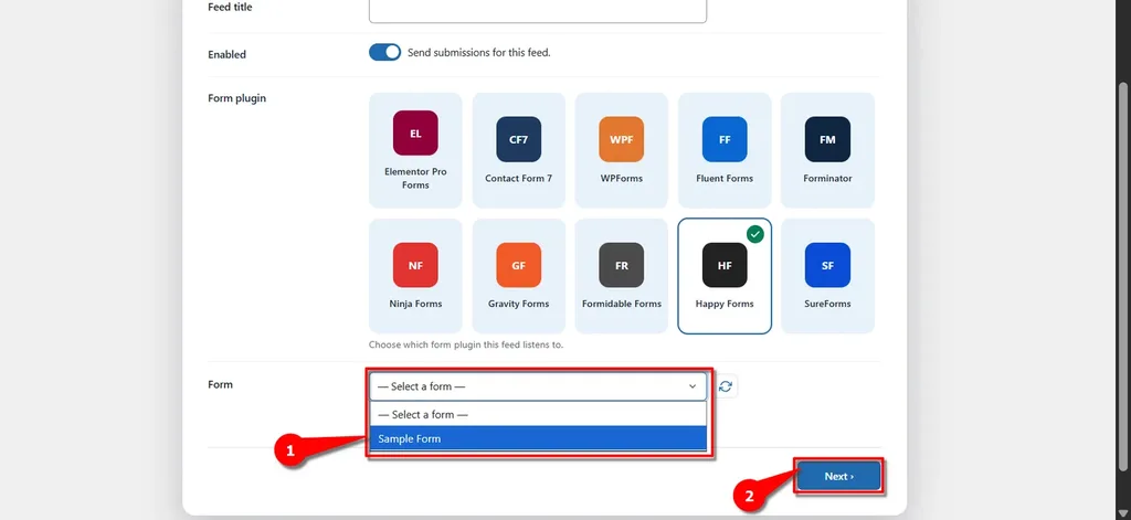 Happy Forms Zoho Books Integration: Connect and Create Customer Automatically. 5 Select form- Happy Forms Zoho Books Integration