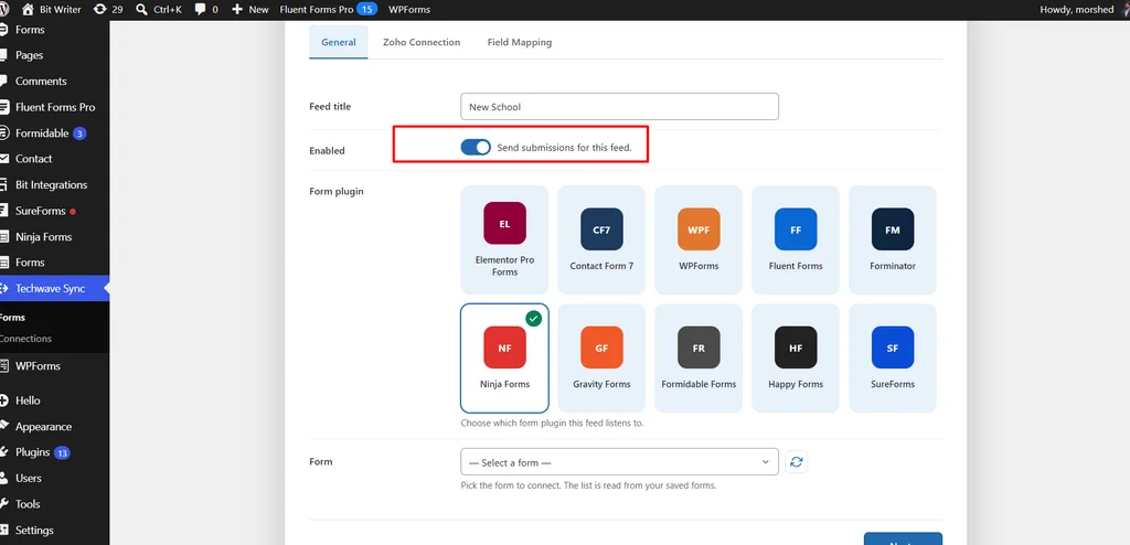 Ninja Forms Zoho CRM Integration: Connect and Create Leads Automatically. 3 Enabled- Ninja Forms Zoho CRM Integration