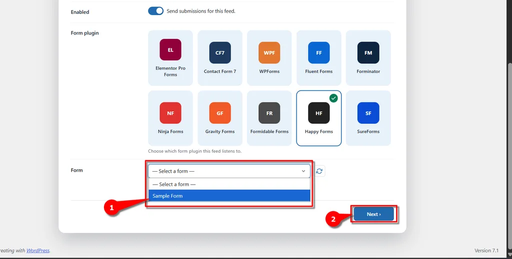 Happy Forms Zoho Bigin Integration: Connect and Create Leads Automatically. 5 Select form- Happy Forms Zoho Bigin Integration