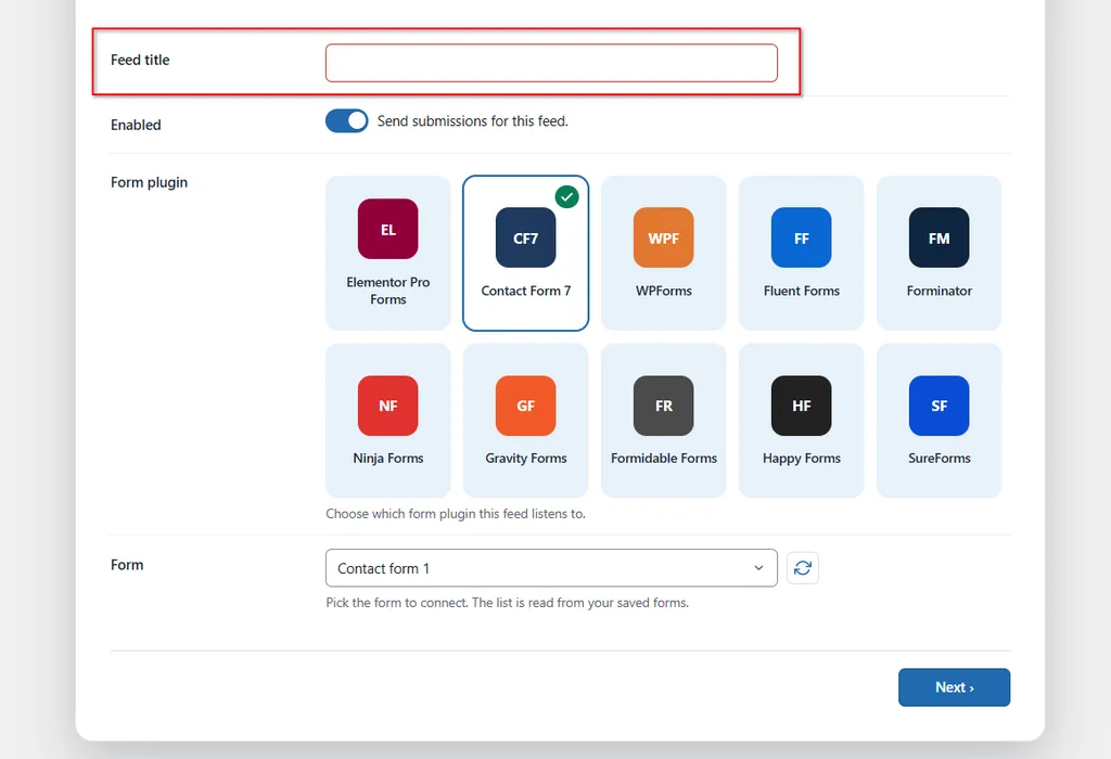 Contact Form 7 Zoho CRM Integration: Connect and Create Leads Automatically. 1 Add feed title-Contact Form 7 to Zoho CRM