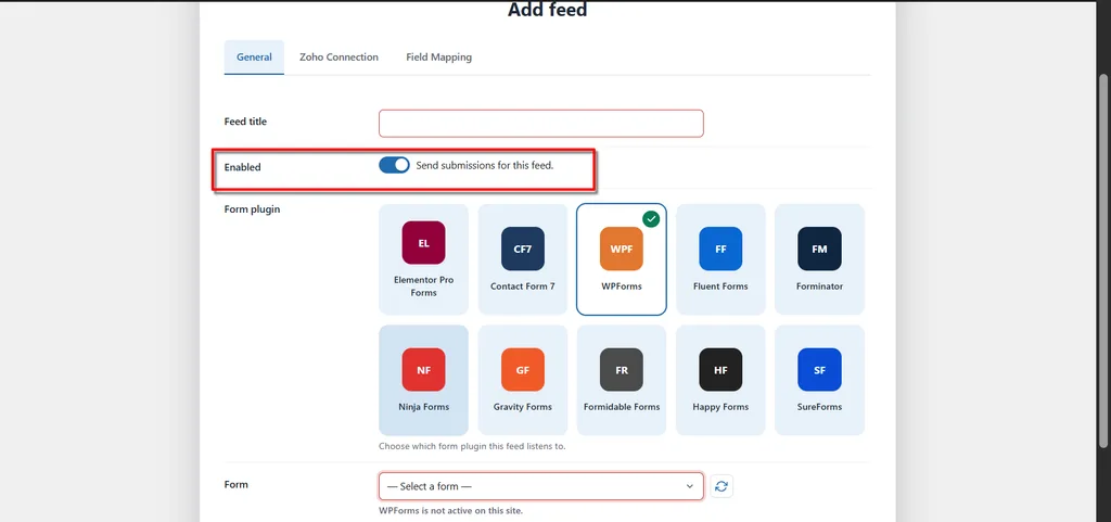 WPForms Zoho Campaigns Integration: Connect and Create Leads Automatically. 3 Enabled- WPForms Zoho Campaigns Integration