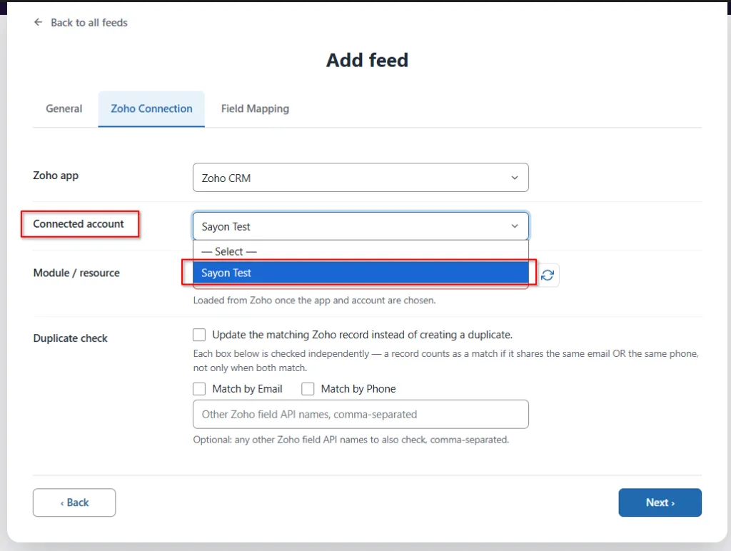 Zoho CRM 14 connected account- Fluent Forms Zoho CRM Integration