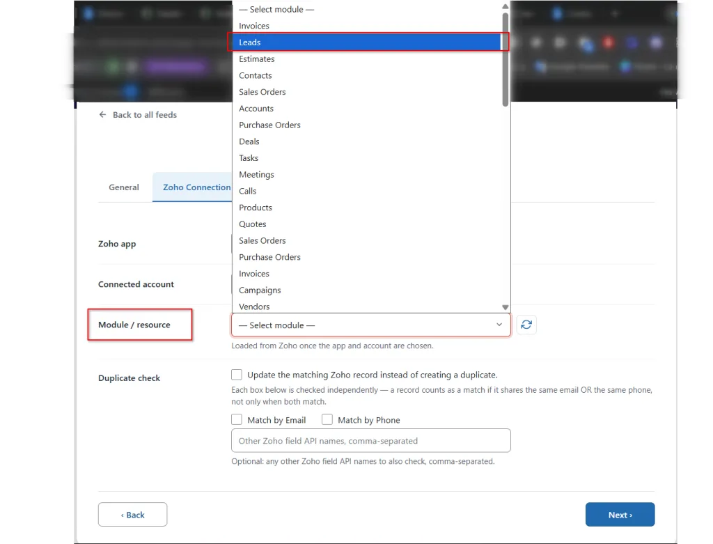 Zoho CRM 15 module/resource- Fluent Forms Zoho CRM Integration