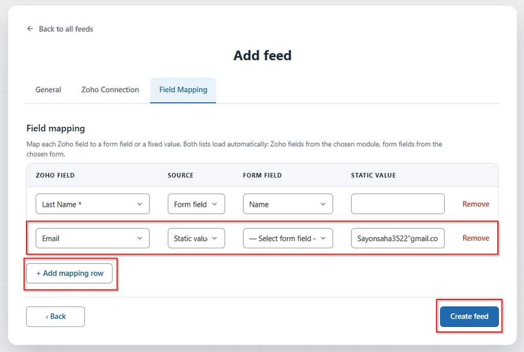 Zoho CRM 18 Add mapping row- Forminator Forms Zoho CRM Integration