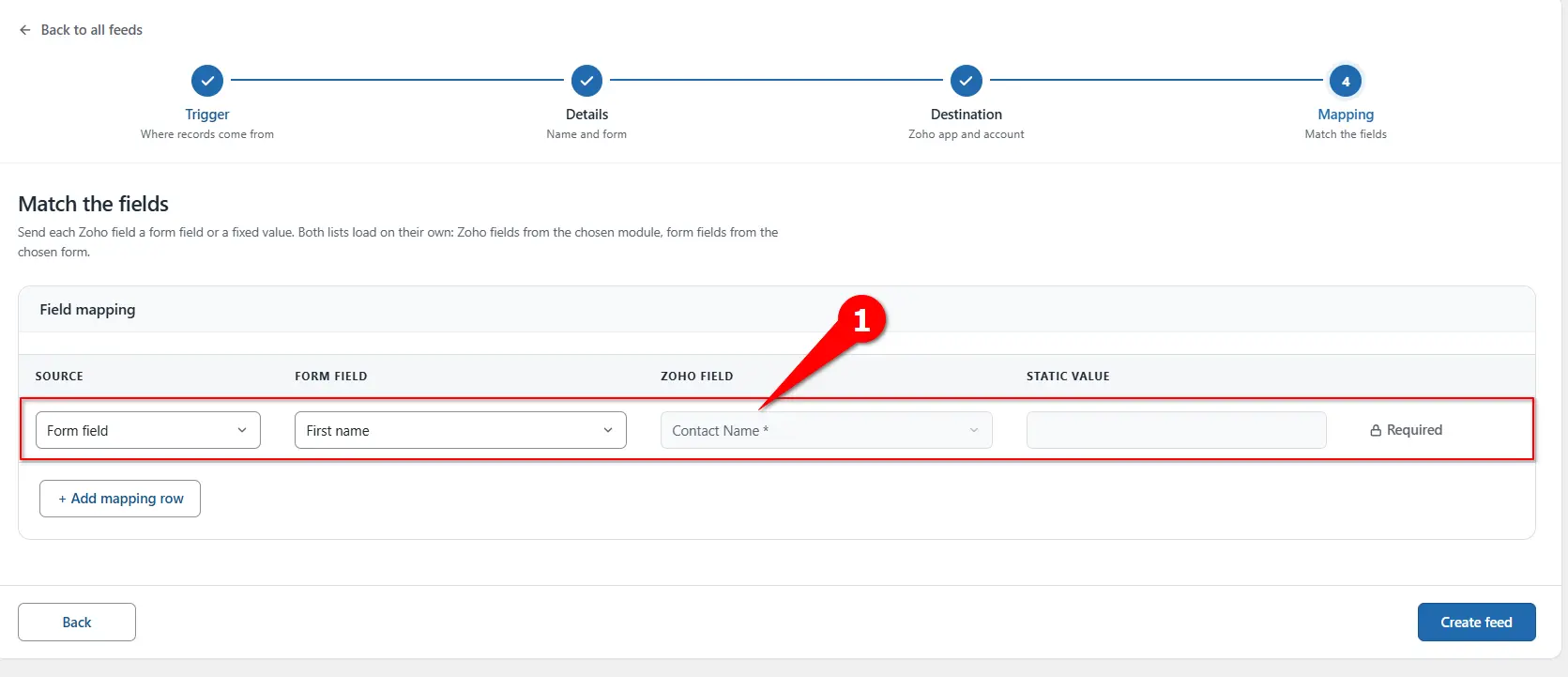 WordPress to Zoho Inventory Integration 6 WordPress form fields mapped to Zoho Inventory fields