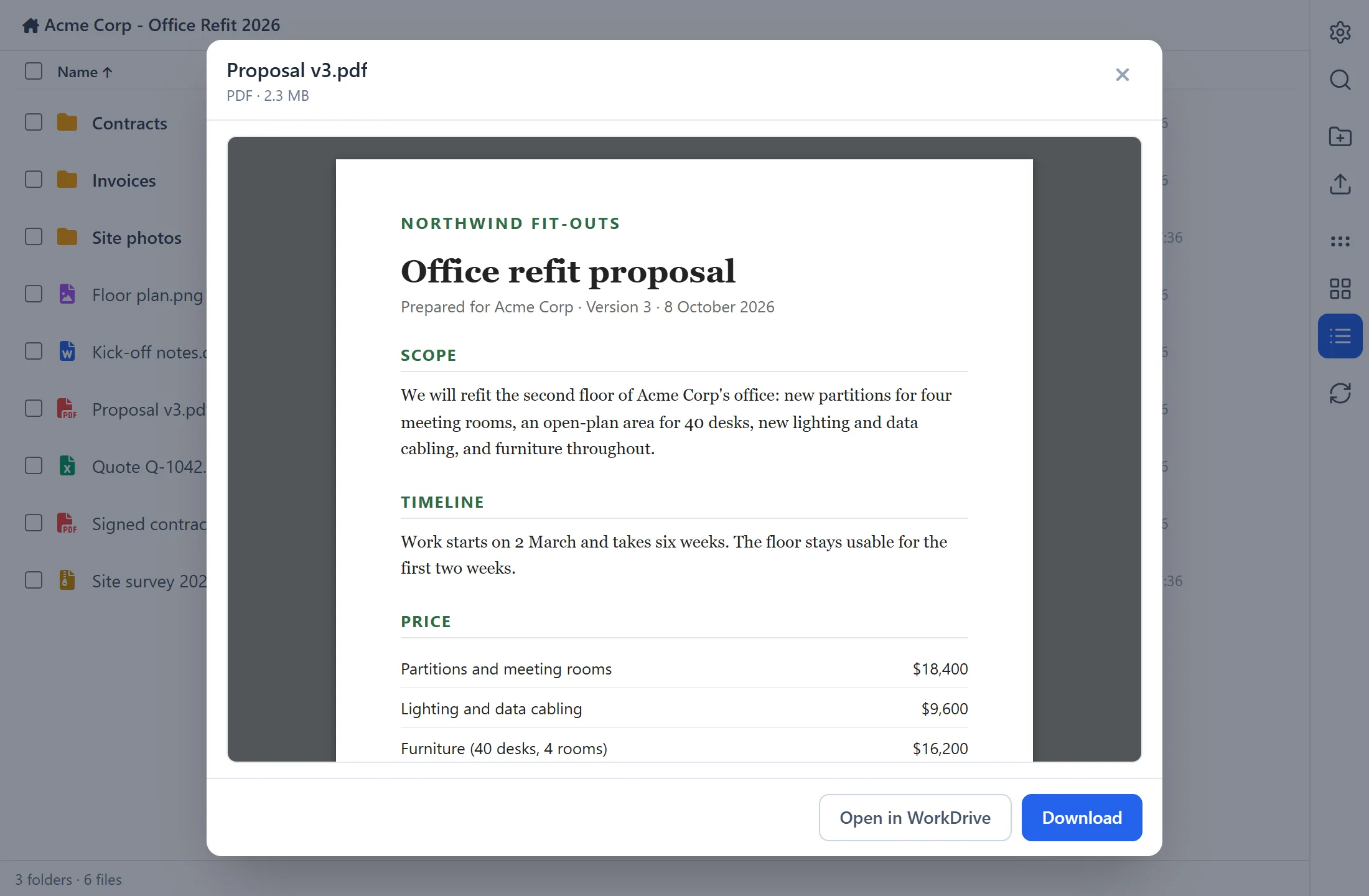 Manage WorkDrive In Zoho CRM 20 Manage WorkDrive In Zoho CRM: previewing a PDF from WorkDrive without leaving Zoho CRM