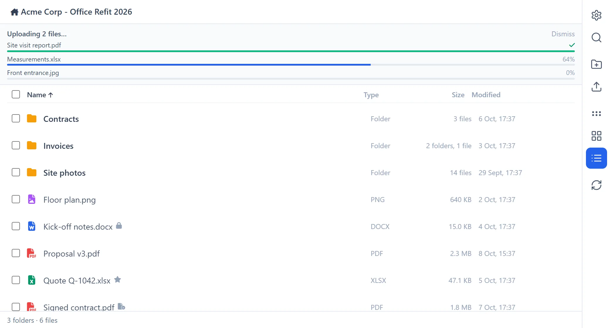 Manage WorkDrive In Zoho CRM 21 Manage WorkDrive In Zoho CRM: uploading several files to a record's WorkDrive folder, with progress for each file